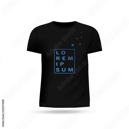 Men's black t-shirt design template with custom logo