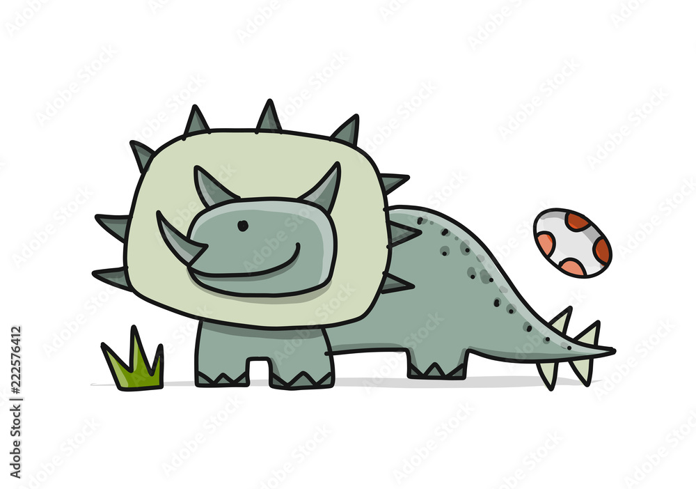 Funny dinosaur, childish style. Sketch for your design Funny dinosaur, childish style. Sketch for your design