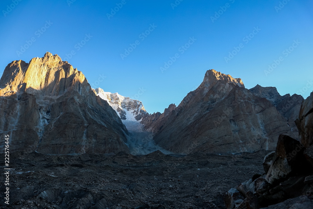 Fototapeta premium Gasherbrum 4 mountain peak at K2 trekking route along the way to Concordia camp, K2 Base Camp trek, Pakistan