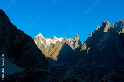 Gasherbrum 4 mountain peak at K2 trekking route along the way to Concordia camp, K2 Base Camp trek, Pakistan