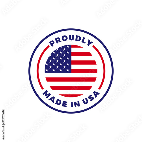 Made in USA American flag round vector icon
