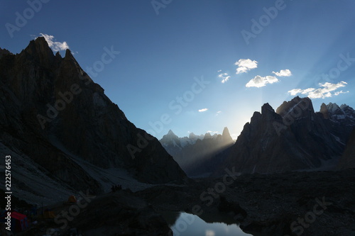 Gasherbrum 4 mountain peak at K2 trekking route along the way to Concordia camp, K2 Base Camp trek, Pakistan © khlongwangchao