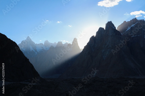 Gasherbrum 4 mountain peak at K2 trekking route along the way to Concordia camp, K2 Base Camp trek, Pakistan photo