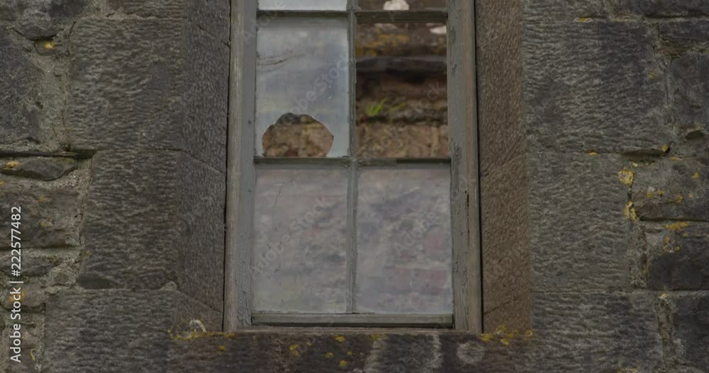 Ruined gothic castle wall and broken window Ruined gothic castle wall and broken window