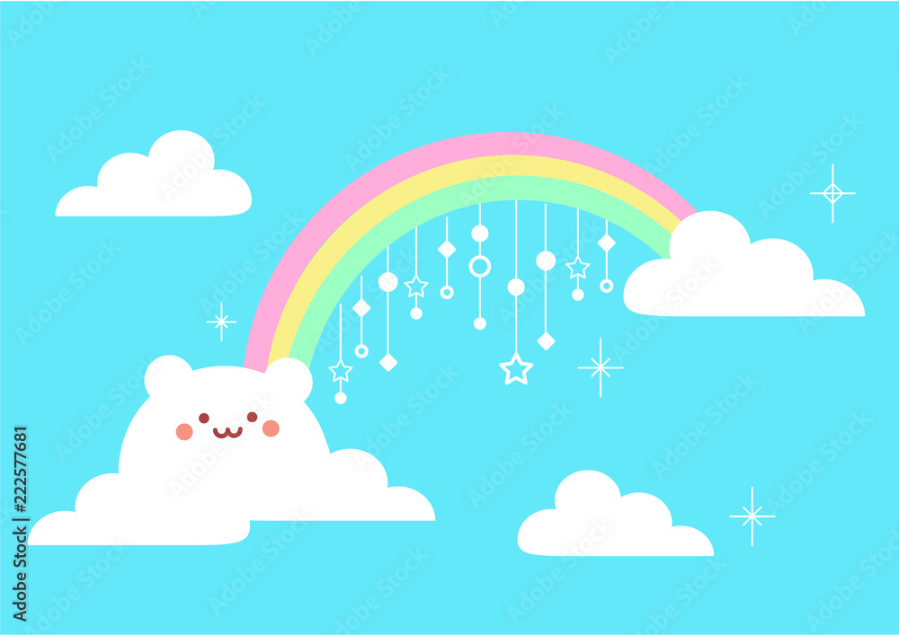 cute sunny blue sky rainbow background cute sunny blue sky rainbow background