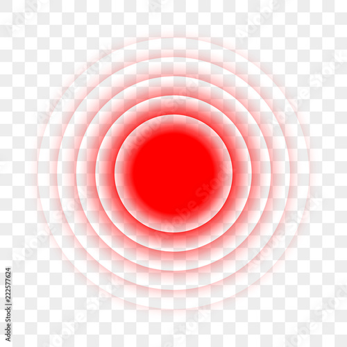 Pain red circle radial target point vector icon