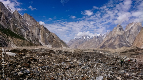 Landscape of K2 trekking trail in Karakoram range, Trekking along in the Karakorum Mountains in Northern Pakistan
