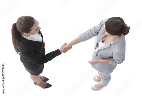 view from the top. two business women talking