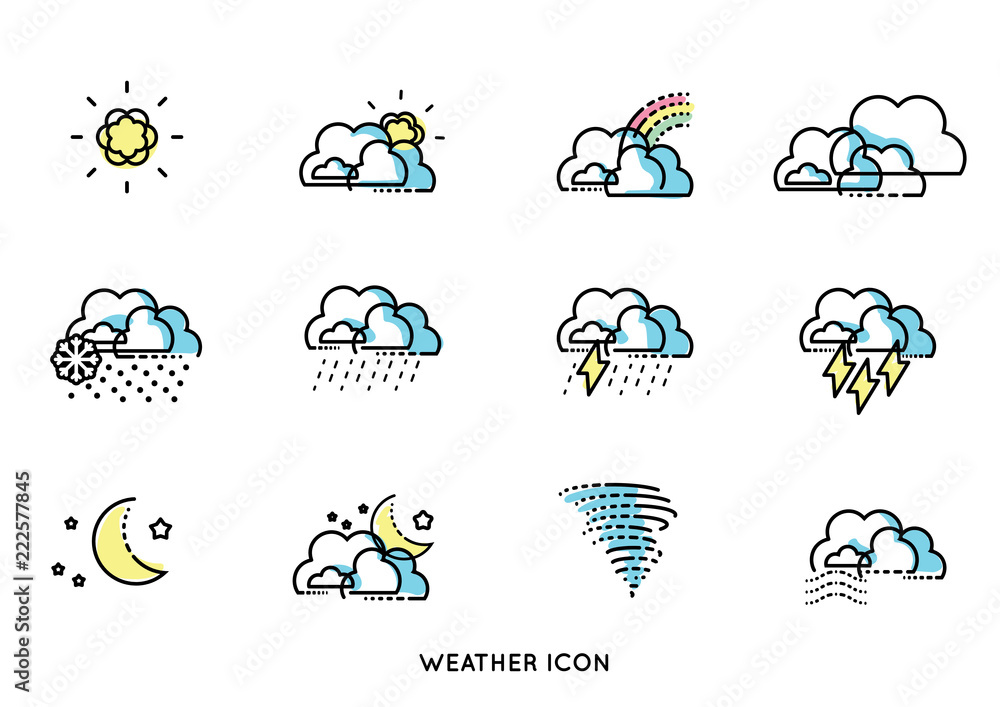 minimal line forecast weather icon vector
