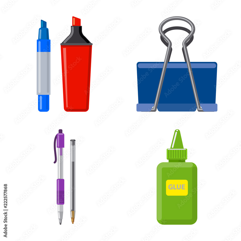 Vector design of office and supply icon. Collection of office and school vector icon for stock.