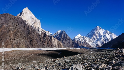 K2 and Broad Peak from Concordia in the Karakorum Mountains Pakistan photo