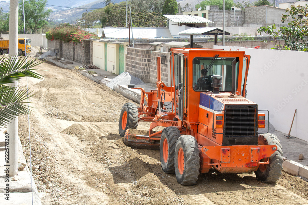 Road repair, transport works, tractor, heavy machinery