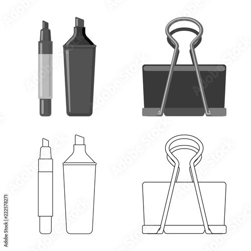 Vector design of office and supply logo. Set of office and school vector icon for stock.