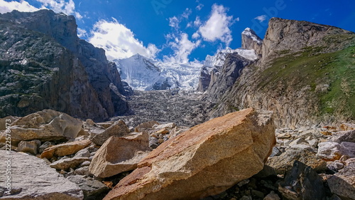 Laila Peak and Gondogoro Glacier, Beautiful landscape of Karakorum mountain in summer, Khuspang camp, K2 trek, Pakistan, Asia