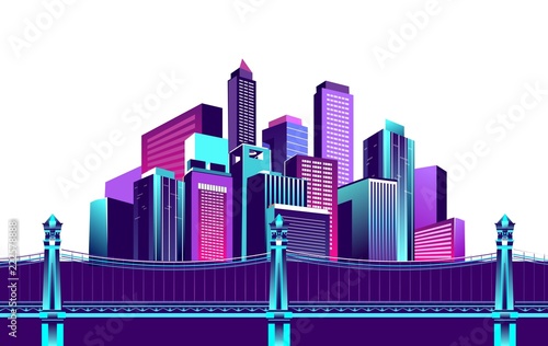 neon city bridge