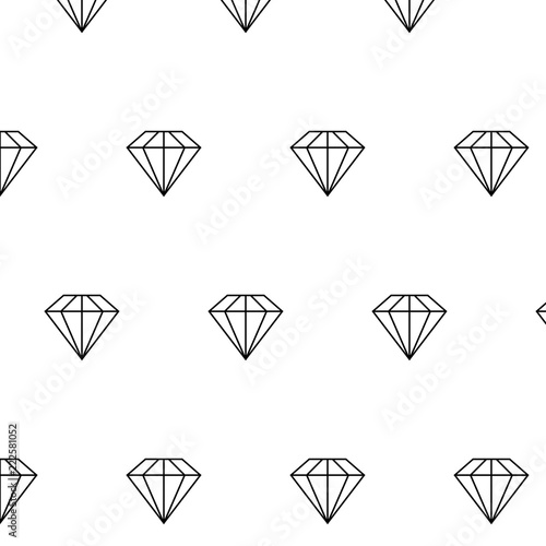 Seamless pattern with diamond. Line diamond vector icon.