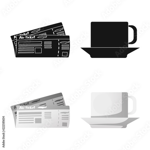 Isolated object of airport and airplane logo. Set of airport and plane stock vector illustration.