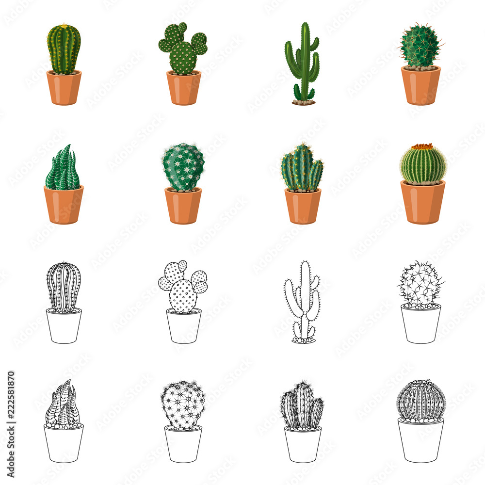 Vector illustration of cactus and pot logo. Collection of cactus and cacti stock vector illustration. Vector illustration of cactus and pot logo. Collection of cactus and cacti stock vector illustration.