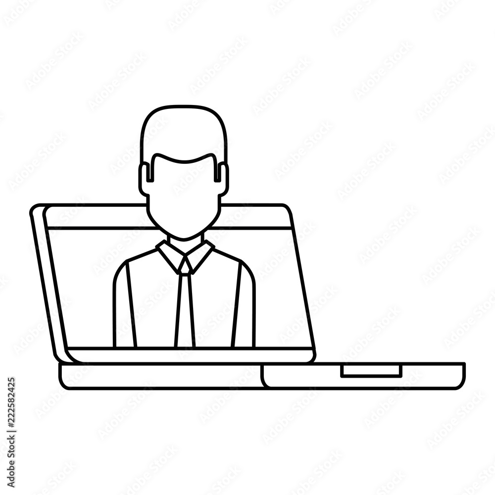 computer laptop with businessman