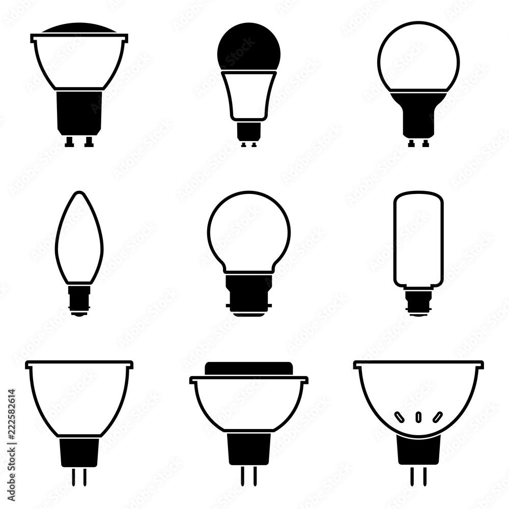 Set of light bulbs icons. Vector illustration Set of light bulbs icons. Vector illustration