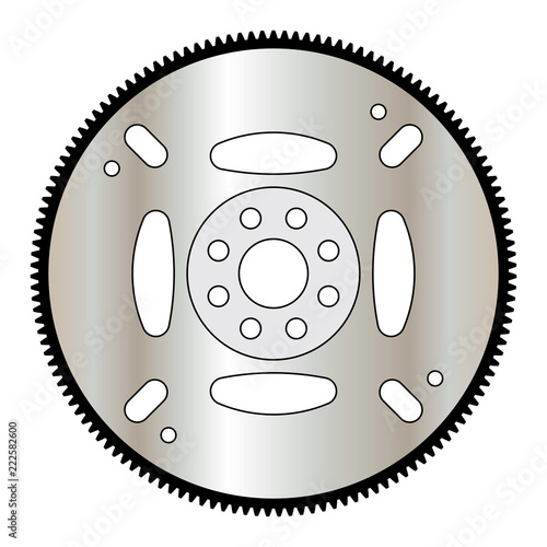 Flywheel. Parts of mechanical transmission. Flat vector