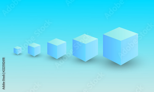 A set of blue cube box showing growth in business and success vector illustration