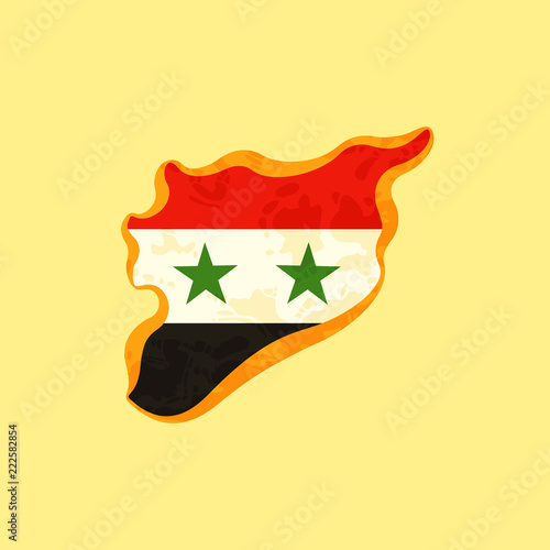 Syria - Map colored with Syrian flag