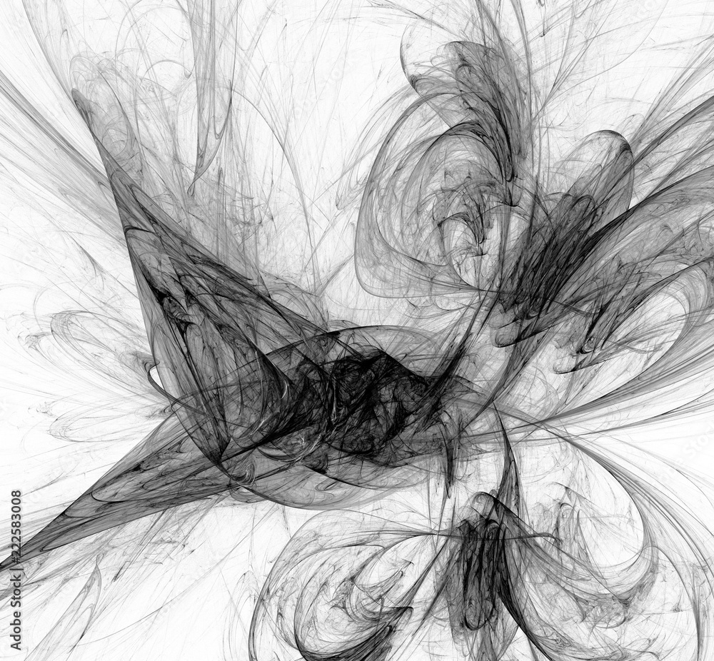 Abstract black and white fractal on white background. Fantasy fractal texture. Digital art. 3D rendering. Computer generated image. Abstract black and white fractal on white background. Fantasy fractal texture. Digital art. 3D rendering. Computer generated image.