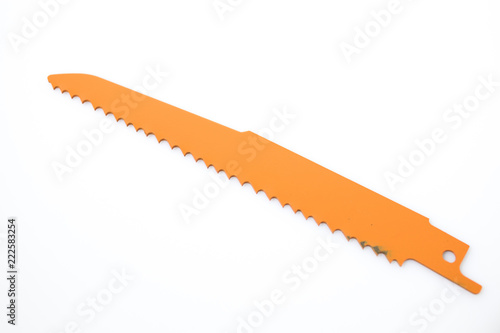 Reciprocating saw blade for wood isolated in a white background