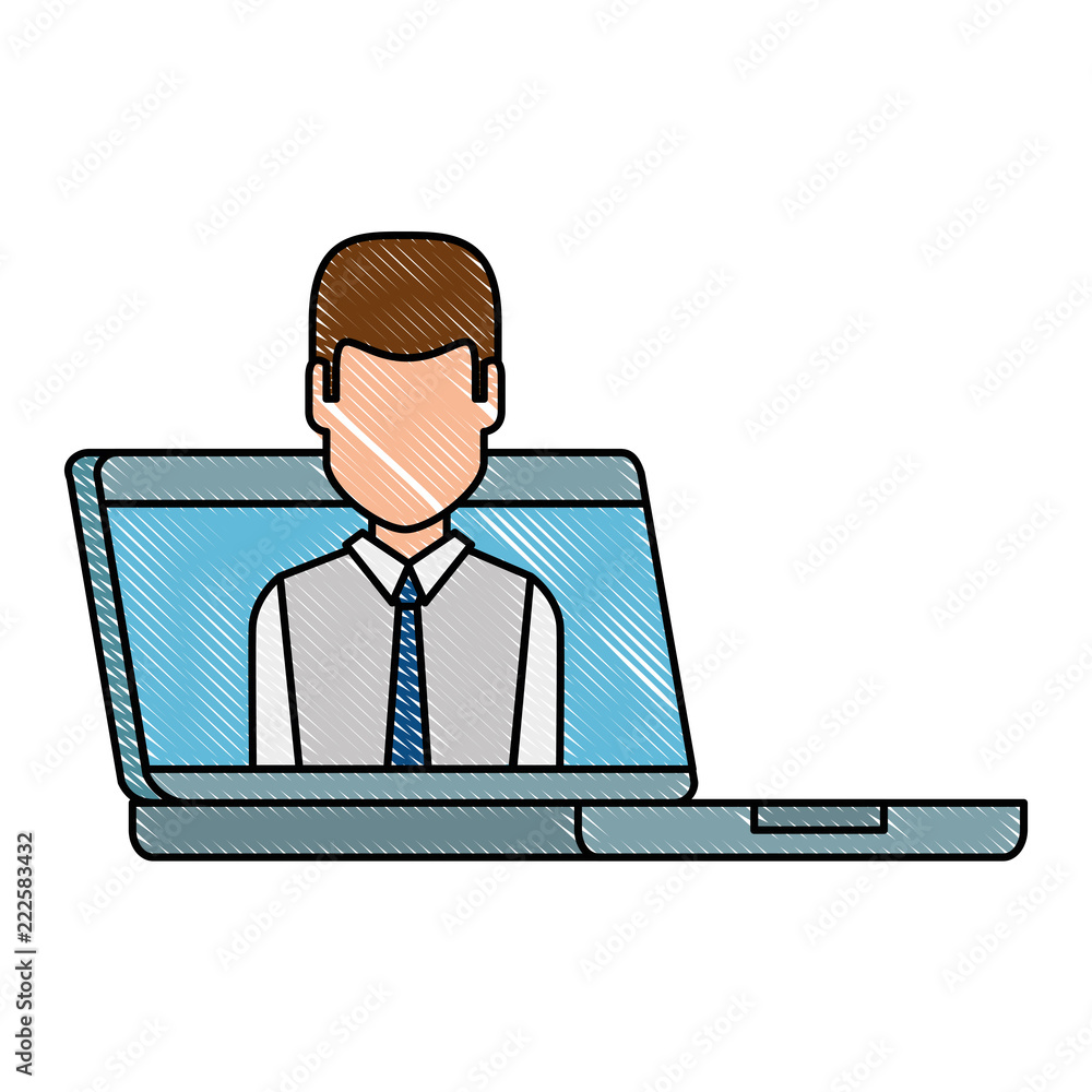 computer laptop with businessman