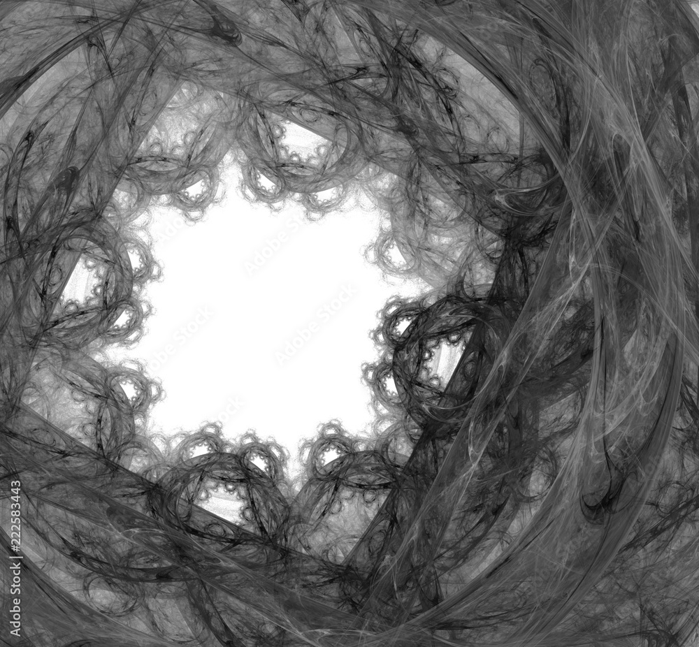 Abstract black and white fractal on white background. Fantasy fractal texture. Digital art. 3D rendering. Computer generated image. Abstract black and white fractal on white background. Fantasy fractal texture. Digital art. 3D rendering. Computer generated image.