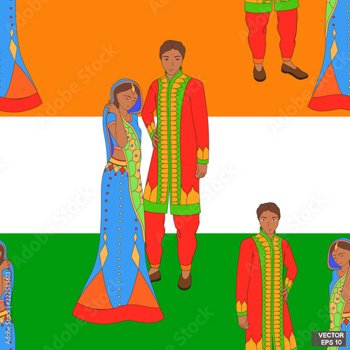 Seamless pattern people of india.