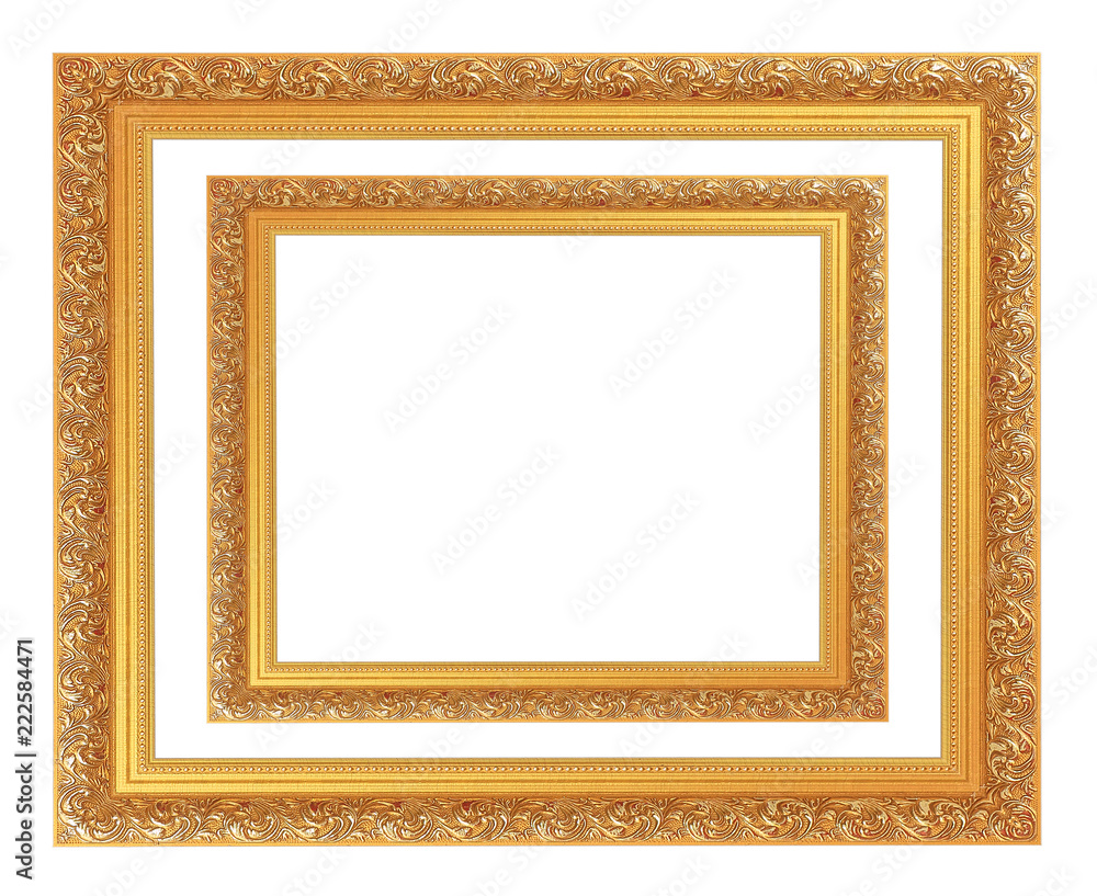 The antique gold frame on the white background The antique gold frame on the white background