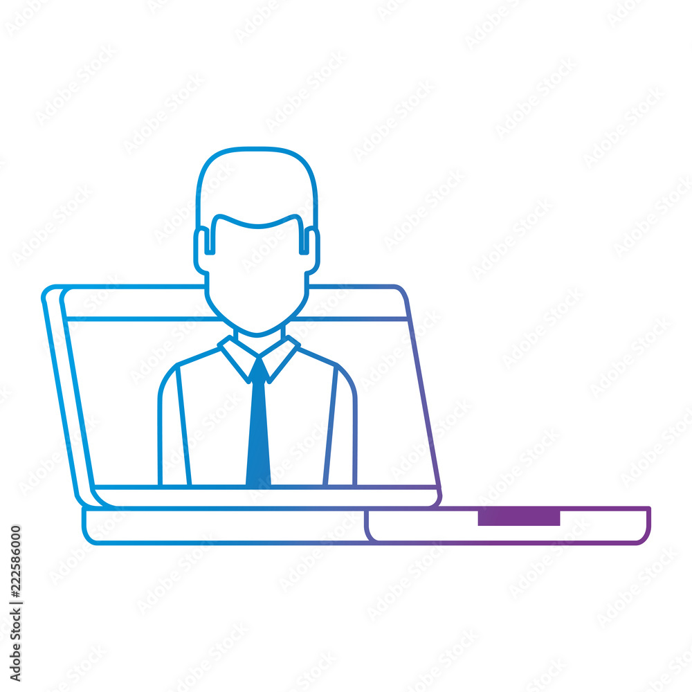 computer laptop with businessman computer laptop with businessman