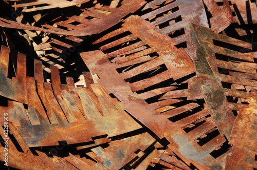 Pile of comb-like rusted metal photo