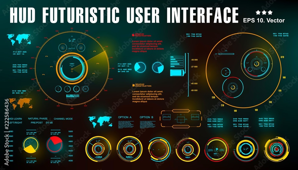 Target HUD elements. Futuristic virtual graphic touch user interface Target HUD elements. Futuristic virtual graphic touch user interface