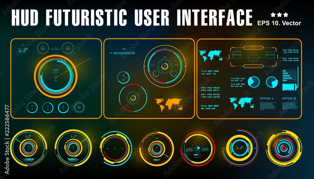Target HUD elements. Futuristic virtual graphic touch user interface Target HUD elements. Futuristic virtual graphic touch user interface