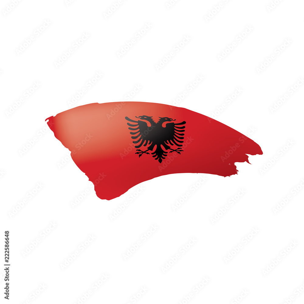 Albania flag, vector illustration on a white background Albania flag, vector illustration on a white background