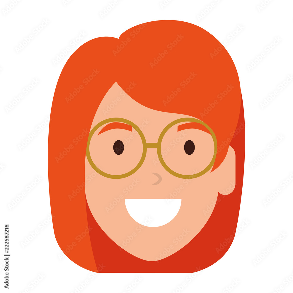beautiful woman with glasses head character beautiful woman with glasses head character