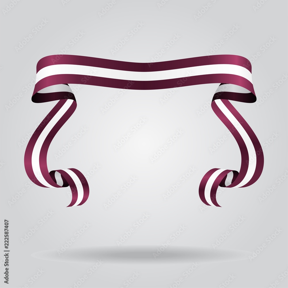 Obraz premium Latvian flag wavy ribbon background. Vector illustration.