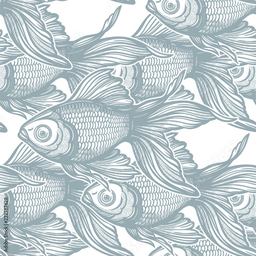 Seamless pattern with goldfish.