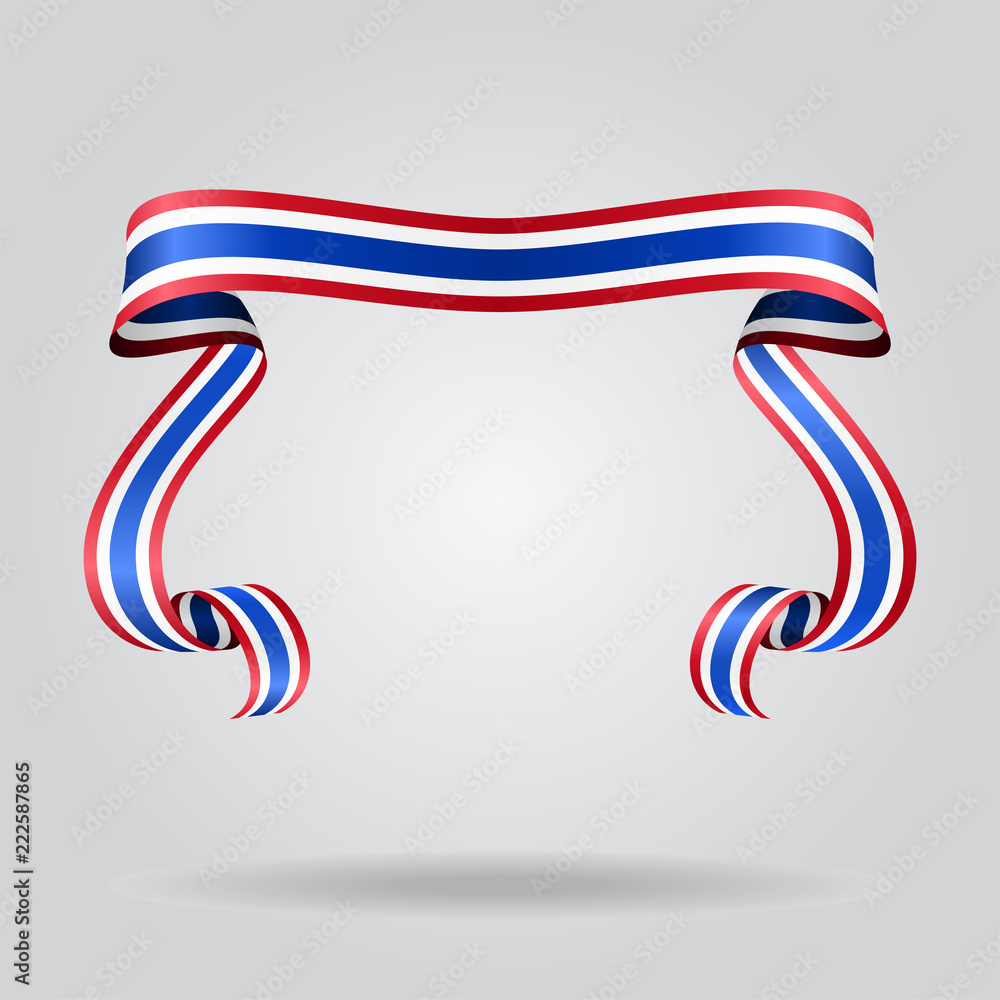 Obraz premium Thai flag wavy ribbon background. Vector illustration.