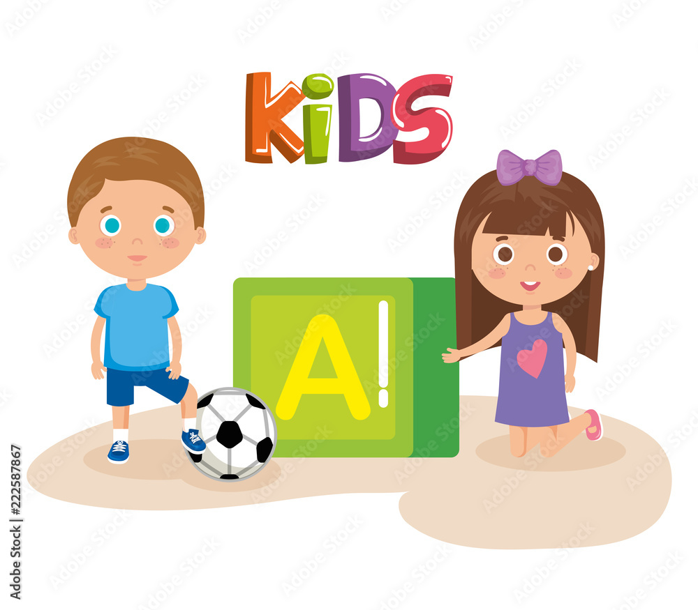 little kids couple playing with block little kids couple playing with block
