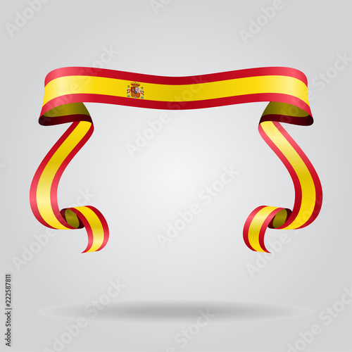 Spanish flag wavy ribbon background. Vector illustration.