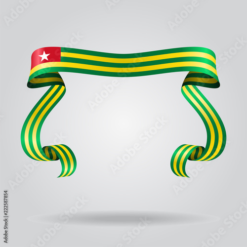 Togolese flag wavy ribbon background. Vector illustration.