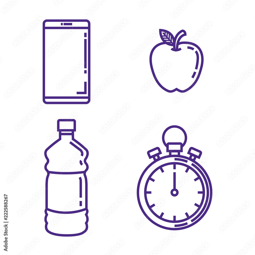 healthy and fitness lifestyle set icons healthy and fitness lifestyle set icons
