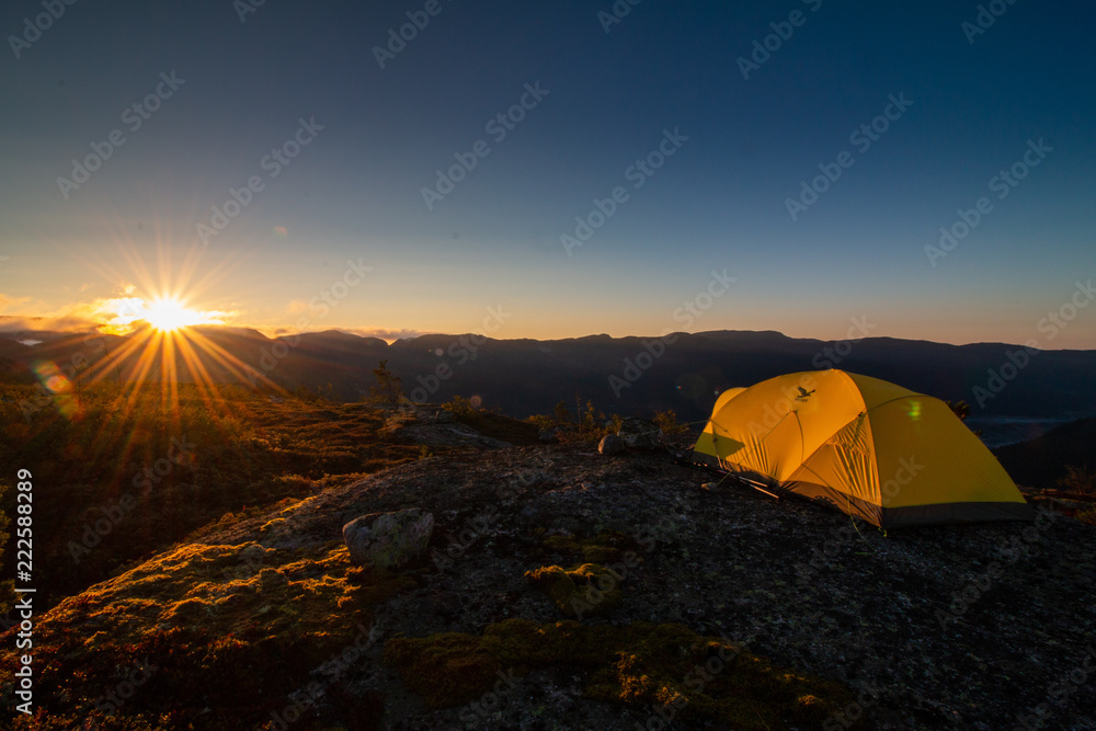 scenic sunrise after a cold night in telemark, norway