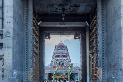 Hindu god and goddess sculptures on temple tower Kapaleeshwarar Temple,Mylapore,Chennai,india photo