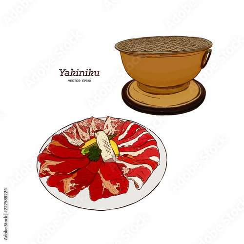 korean bbq illustration vector.