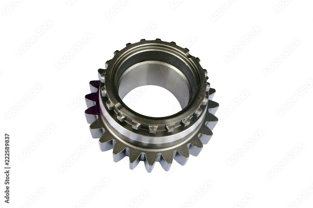 gear shaft of a gear box of the tractor on isolated white background gear shaft of a gear box of the tractor on isolated white background